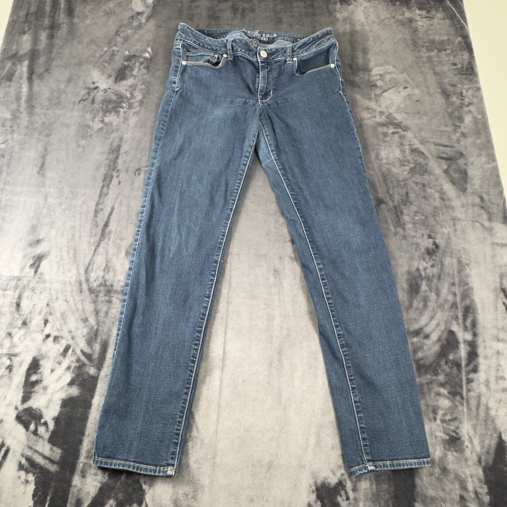 American Eagle Skinny Jeans Womens 12 Long Blue Super Stretch Denim Pants